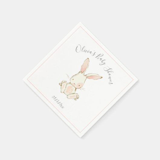 Pink Blush Bunny Girl Babydusche Serviette (Ecke)