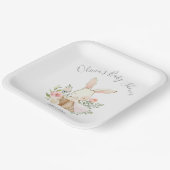 Pink Blush Bunny Rabbit Girl Baby Pappteller (Gewinkelt)