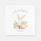 Pink Blush Bunny Rabbit Girl Baby Taufe Napkins Serviette (Vorderseite)