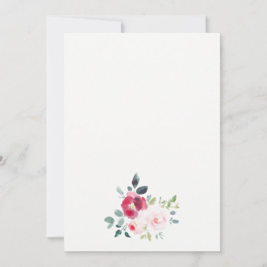 Pink Blush Burgund Rose Wasserfarbenprägung Einladung (Rückseite)