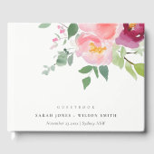 Pink Blush Burgund Rose Wasserfarbenprägung Gästebuch (Vorderseite)