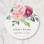 Pink Blush Burgund Rose Wasserfarbenprägung Geschenkanhänger (Vorderseite)