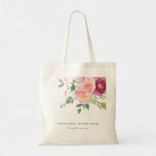 Pink Blush Burgund Rose Wasserfarbenprägung Tragetasche