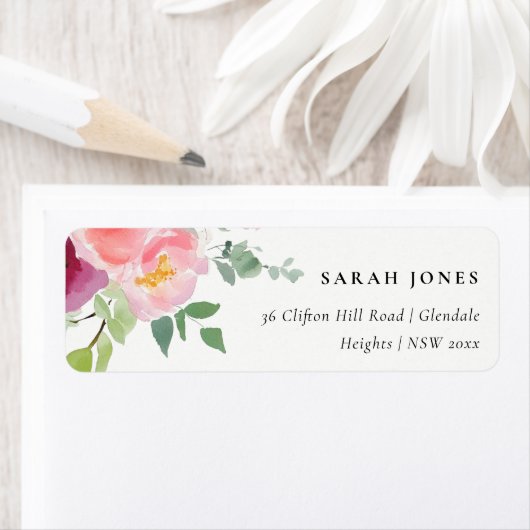 Pink Blush Burgundy Rose Aquarelladresse (Insitu)