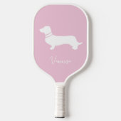 Pink blush champagne custom modern dachsund pickleball schläger (Rückseite)