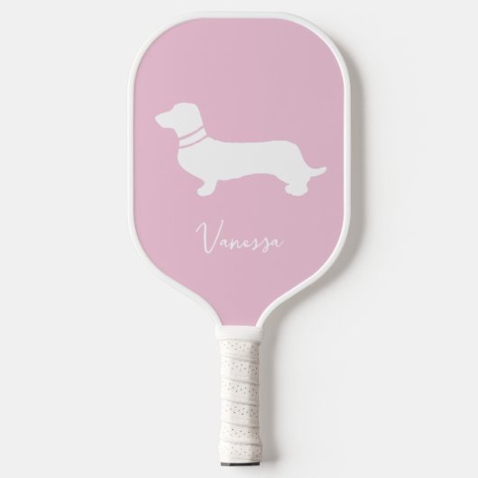 Pink blush champagne custom modern dachsund pickleball schläger (Vorderseite)