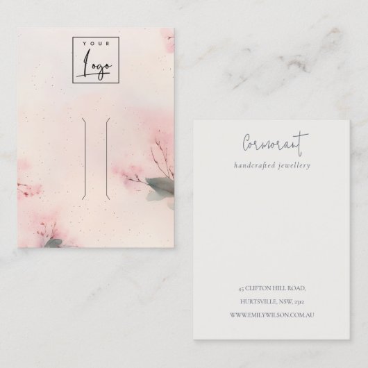 Pink Blush Cherry Blossom Logo Haarschnitt Display Visitenkarte (Vorne/Hinten)