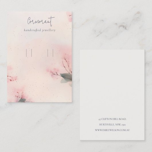 Pink Blush Cherry Blossom Loop Hoop Holder Visitenkarte (Vorne/Hinten)