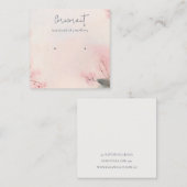 Pink Blush Cherry Blossom Stud Earring Holder Quadratische Visitenkarte (Vorne/Hinten)