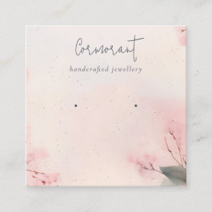 Pink Blush Cherry Blossom Stud Earring Holder Quadratische Visitenkarte