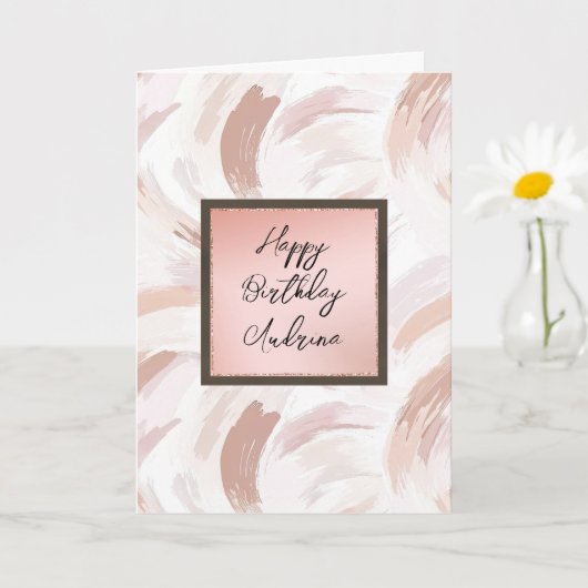 Pink Blush Cream Abstract Geburtstag Karte (Kleine Pflanze)