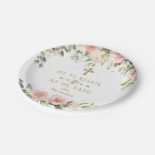 Pink Blush Cream Blume Er ist Gold Oster Rised Pappteller (Schrägansicht)