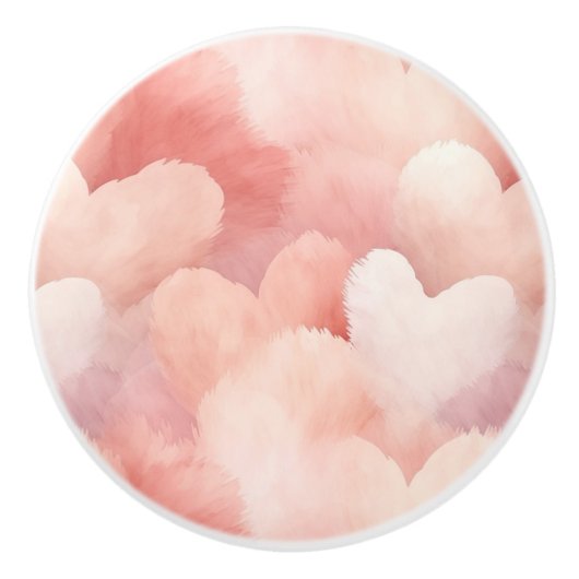 Pink Blush Cream Peach Hearts Keramikknauf (Vorderseite)