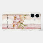 Pink Blush Cream Stripes Orchid Flowers Case-Mate iPhone Hülle (Rückseite (Horizontal))