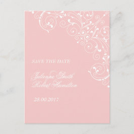 Pink Blush Delicate Vintage Hochzeit Save the Date Ankündigungspostkarte