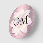 Pink Blush Elegant Lotus OM  Runde Wanduhr (Winkel)