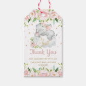 Pink Blush Floral Baby Elephant Vielen Dank für Ih Geschenkanhänger (Vorderseite)