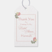 Pink Blush Floral Brautparty "Danke. Geschenkanhänger (Rückseite)