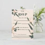Pink blush floral Circle RSVP Card Einladung (Stehend Vorderseite)