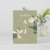 Pink blush floral Circle save the date card Einladung (Stehend Vorderseite)