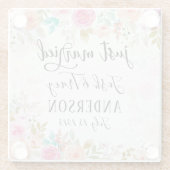 Pink Blush Floral Custom nur verheiratet Glasuntersetzer (Rückseite)
