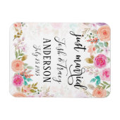 Pink Blush Floral Custom nur verheiratet Magnet (Horizontal)