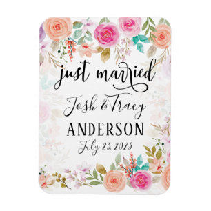 Pink Blush Floral Custom nur verheiratet Magnet
