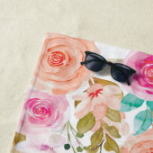 Pink Blush Floral Custom nur verheiratet Strandtuch (Beispiel)