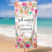 Pink Blush Floral Custom nur verheiratet Strandtuch