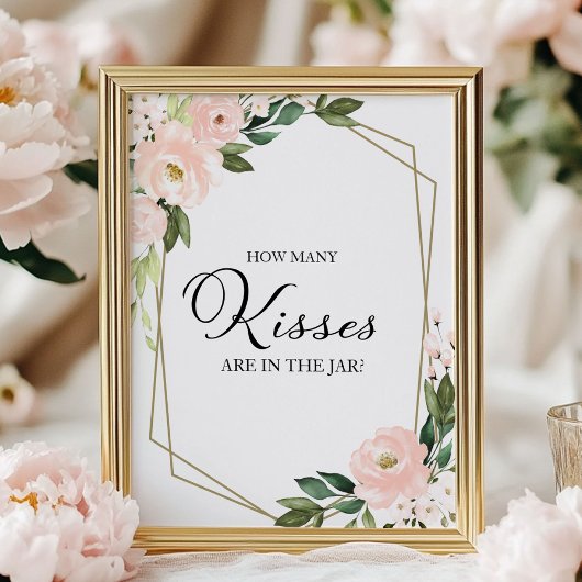 Pink Blush Floral Geometrie Wie viele Küsse signie Poster