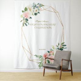 Pink Blush Floral Gold 18 Foto Stand Prop Wandteppich