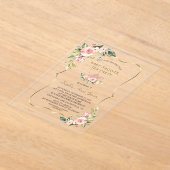 Pink Blush Floral Gold Baby Shower Tea Party Acryleinladungen (Ablage )