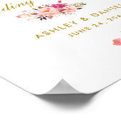 Pink Blush Floral Gold Hochzeit Custom Poster (Ecke)