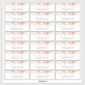 Pink Blush Floral Individuelle Gästebelchen Aufkleber (Blatt)