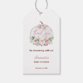 Pink Blush Floral Kleine Pumpkin Baby Dusche Geschenkanhänger (Vorderseite)