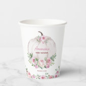 Pink Blush Floral Kleine Pumpkin Baby Dusche Pappbecher (Vorderseite)
