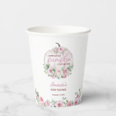Pink Blush Floral Kleine Pumpkin Baby Dusche Pappbecher (Rückseite)