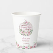 Pink Blush Floral Kleine Pumpkin Baby Dusche Pappbecher (Vorderseite)