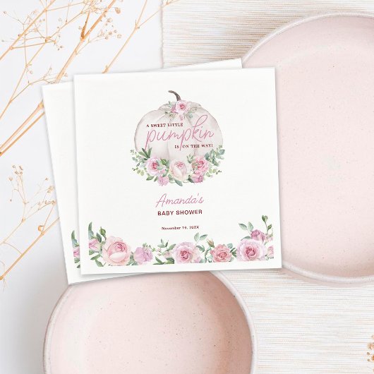 Pink Blush Floral Kleine Pumpkin Baby Dusche Serviette