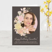 Pink Blush Floral Photo Frame Birthday Greeting Karte (Gelbe Blume)