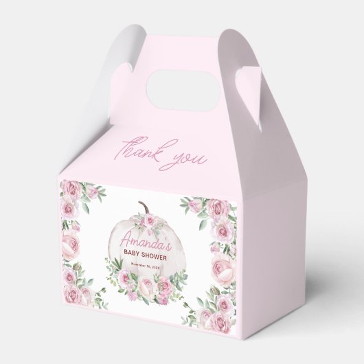Pink Blush Floral Pumpkin Baby Dusche Danke Geschenkschachtel (Vorderseite)
