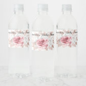 PINK BLUSH FLORAL ROSE HINTERGRUNDWASSER WEISS WASSERFLASCHENETIKETT (Flaschen)