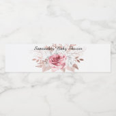 PINK BLUSH FLORAL ROSE HINTERGRUNDWASSER WEISS WASSERFLASCHENETIKETT (Einzelnes Label)