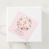 Pink blush floral wreath First Communion DIY Geschenkanhänger (Beispiel)
