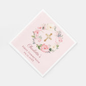 Pink blush floral wreath First Communion luncheon Serviette (Ecke)
