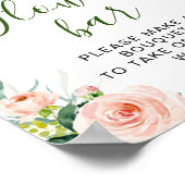 Pink Blush Flowers Greenery Floral Flower Bar Sign Poster (Ecke)