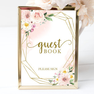 Pink Blush Geometric Guest Book Sign Poster