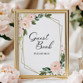 Pink Blush Geometric Guest Book Sign Poster