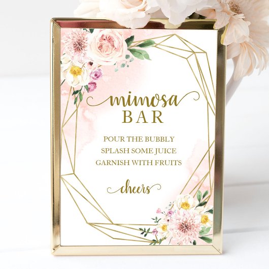 Pink Blush Geometric Mimosa Bar Sign Poster