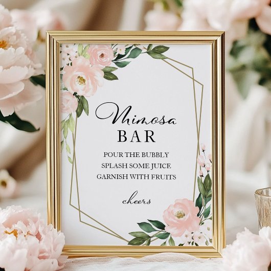 Pink Blush Geometric Mimosa Bar Sign Poster